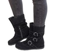 Botas vaqueras negras de media pantorrilla para mujer, cómodas con puntera de acero, zapatos de seguridad de gamuza suave, calzado de equitación, ajuste ancho, botines altos para mujer, Black, 43 EU