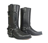 Botas Vaqueras Occidentales Para Hombres - Punta Cuadrada, Cuero PU, Estilo Vintage Steampunk, Tacón Bajo, Caña Media, Para Jinete, Motociclista, Cosplay - Negro, 48