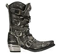 Botas Vaqueras para Hombre New Rock M.7993-S3 de Cuero Gris a la Moda 41