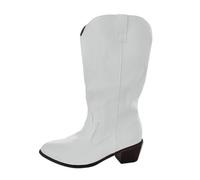 Botas vaqueras para mujer, bordadas, a media pantorrilla, tacón grueso, puntera puntiaguda, botas clásicas de otoño, 1 3, 40 EU