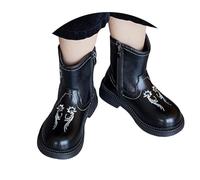 Botas vaqueras para niñas, estilo vaquero del oeste, retro, de cuero, botas de tobillo cortas con bordado vintage a media pantorrilla, botas de equitación para niños pequeños, para otoño e invierno