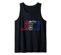 Botas vaqueras rojas blancas azules 4 de julio Botas retro occidentales Camiseta sin Mangas