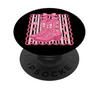 Botas vaqueras rosas con lazo floral Kawaii diseño occidental PopSockets PopGrip Adhesivo