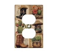 Botas vaqueras rústicas occidentales para interruptor de luz/cubiertas de toma, tonos terrosos para decoración del hogar, detalles de pared de estilo vintage, diseño termoplástico funcional, salida