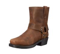 Botas vaqueras vintage para hombre, puntera cuadrada, con cremallera lateral, arnés para hombre, botas de cuero para motocicleta, marrón oscuro, 45 EU