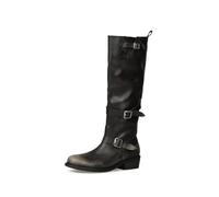 Botas Vintage desgastadas para Mujer con Hebilla Patchwork Coloridas sin Llegar al Rodillo de 4 cm de Altura Ajustadas para el día a día combinables con Faldas y Abrigos.