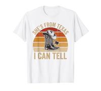 Botas Vintage Sunset Cowgirl de She's from Texas I Can Tell Camiseta gráfica económica, Hombre, Blanco, M