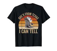 Botas Vintage Sunset Cowgirl de She's from Texas I Can Tell Camiseta gráfica económica, Hombre, Negro, M