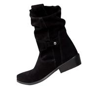 Botas Western Cuero Mujer - Botas Elegante Mujer Mi Huat Zapatos Dami Cómodo Botín Con Hebilla Botas Puntiagudas Para Caminar Antideslizante Pequeño Tacón Zapato Casual Botines, Negro , 43 EU