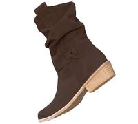 Botas Western Cuero Mujer - Botas Elegante Mujer Mi Huat Zapatos Dami Cómodo Botín Con Hebilla Botas Puntiagudas Para Caminar Antideslizante Pequeño Tacón Zapato Casual Botines, café, 43 EU