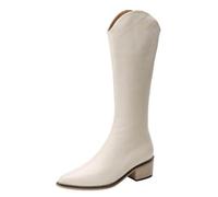 Botas Western de tacón Grueso y Medio para Mujer con Cremallera Lateral Ancha sin Llegar al Rodillo Antideslizantes de Goma Cientos de Combinaciones con Vaqueros Vestidos y gabardinas.