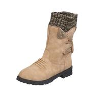 Botas y Botas Country Mujer Equitación Planas Botines de Tobillo Suave Confort Zapatos Medievales Vintage Punta Redonda Cremallera Botas Impermeables Invierno Nieve, 2 caqui, 37 EU