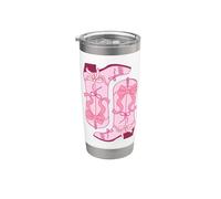 Botas y lazos de vaquero rosa, rosa pastel, melocotón y rosa intenso Vaso térmico de acero inoxidable de doble pared