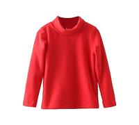 BOTCAM Abrigo básico de manga larga de color liso para niñas y niñas, con parte superior cálida para 3 a 10 tops de encaje, rojo, 7-8 años