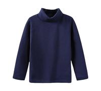 BOTCAM Abrigo básico de manga larga de color liso para niñas y niñas, con parte superior cálida para 3 a 10 tops de encaje, marine, 6-7 años