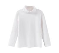BOTCAM Abrigo básico liso de manga larga y cuello alto para, niña y, con parte superior cálida para 3 a 10. Camiseta personalizada 1., Blanco, 5-6 años