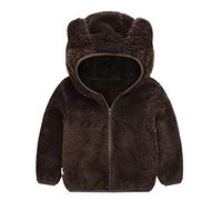 BOTCAM Abrigo Oreja cálida niño lindo con capucha ropa de bebé abrigo de cremallera gruesa y chaqueta Chaquetas para niños, marrón, 3-4 años