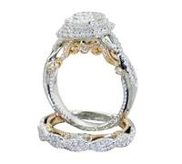 BOTCAM Anillo de princesa cuadrado chapado en oro Anillo de compromiso de oro Últimos diseños de alianza de boda Anillos D, 7, Metal, Sin piedras preciosas