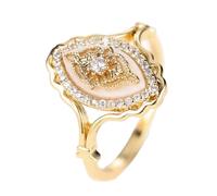 BOTCAM Anillos de tono para mujer, oro rosa, corte blanco, circonita cúbica, joyería de compromiso, 2 anillos, B, Acero inoxidable, Sin piedras preciosas
