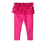 BOTCAM Autumn and Winter Europe and The States Girls Pants Solid Color Leggings Lace Pants Short Baby Hose Mädchen, Rosa intenso., 1-2 años
