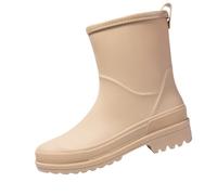 BOTCAM Botas de agua cortas para mujer, botas de lluvia para mujer, botas de jardín, botas de goma para el exterior, para mujer, con tacón elegante, caqui, 38 EU