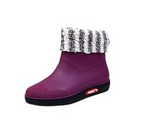BOTCAM Botas de goma Botas de invierno Zapatos de lluvia para mujer Tubo corto Zapatos de agua termal para estudiantes Zapatos impermeables diarios Botas de lluvia cálidas Zapatos de mujer Pisa