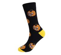 BOTCAM Calcetines de Halloween Fuzzy Novelty Pumpkin Bat Long Cotton Socks Fall Stocking Happy Halloween for Adult Men Women Herren Socken Tennissocken, amarillo, Talla única