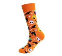 BOTCAM Calcetines de Halloween Fuzzy Novelty Pumpkin Bat Long Cotton Socks Fall Stocking Happy Halloween for Adult Men Women Herren Socken Tennissocken, naranja, Talla única