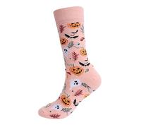 BOTCAM Calcetines de Halloween Fuzzy Novelty Pumpkin Bat Long Cotton Socks Fall Stocking Happy Halloween for Adult Men Women Herren Socken Tennissocken, Rosa., Talla única