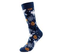 BOTCAM Calcetines de Halloween Fuzzy Novelty Pumpkin Bat Long Cotton Socks Fall Stocking Happy Halloween for Adult Men Women Herren Socken Tennissocken, marine, Talla única