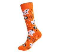 BOTCAM Calcetines de Halloween Fuzzy Novelty Pumpkin Bat Long Cotton Socks Fall Stocking Happy Halloween for Adult Men Women Herren Socken Tennissocken, dorado, Talla única