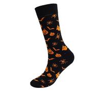 BOTCAM Calcetines de Halloween Fuzzy Novelty Pumpkin Bat Long Cotton Socks Fall Stocking Happy Halloween for Adult Men Women Herren Socken Tennissocken, Negro , Talla única