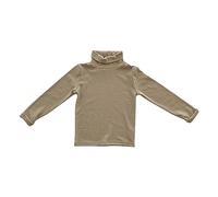 BOTCAM Camiseta de manga larga para niña de un solo color, cuello alto, base cálida, informal, ropa para el hogar, camiseta de base para 1 a 8, camiseta reversible para niñas, caqui, 6-7 años