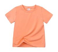 BOTCAM Camiseta de tirantes para niña con espalda cruzada, manga corta, deportiva, para danza, ballet, gimnasia, color azul, Rojo sandía, 7-8 años