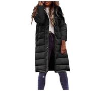 BOTCAM Chaqueta acolchada larga para mujer, chaqueta de plumón con capucha, abrigo acolchado ligero, resistente al viento, chaqueta cálida de invierno para mujer, chaqueta de exterior, chaqueta con