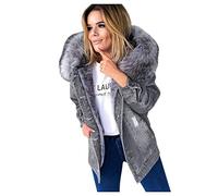 BOTCAM Chaqueta de invierno para mujer con forro cálido, chaqueta vaquera ligera con capucha de pelo, chaqueta deportiva para exteriores, chaqueta con capucha, chaqueta con capucha, parka para mujer,