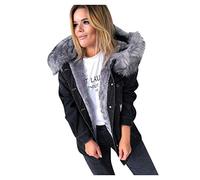 BOTCAM Chaqueta de invierno para mujer con forro cálido, chaqueta vaquera ligera con capucha de pelo, chaqueta deportiva para exteriores, chaqueta con capucha, chaqueta con capucha, parka para mujer,
