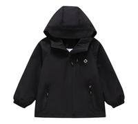 BOTCAM Chaqueta softshell para niños y niñas, chaqueta de entretiempo 140, ligera, transpirable, chubasquero con cremallera, chaqueta con capucha, chaqueta para exteriores, chaqueta para exteriores