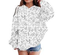 BOTCAM Children Kids Daily Printed Trajes Sudadera Casual Manga Larga Sudadera con Capucha Tops R Belle Niñas Suéter, Negro , 7-8 años