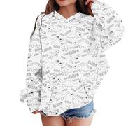 BOTCAM Children Kids Daily Printed Trajes Sudadera Casual Manga Larga Sudadera con Capucha Tops R Belle Niñas Suéter, Blanco, 9-10 años