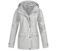 BOTCAM Chubasquero para mujer, tallas grandes, impermeable, cortavientos, chaqueta funcional con capucha, entretiempo, chaqueta ligera de invierno, chaqueta softshell para exteriores, forro polar,