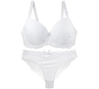 BOTCAM Conjunto de ropa interior de 2 piezas para mujer, sujetadores y cómodos sujetadores acolchados con ajuste regular y bragas, juego de bragas sin aros, Z2-blanco., 95B