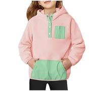 BOTCAM Cute Hoodies for Girls Color Block Fleece Hooded Sweatshirt Teen Girl Winter Warm Down Pullover Jackets Top mit Spitze Damen, Rosa., 5-6 años