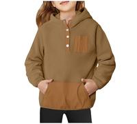 BOTCAM Cute Hoodies for Girls Color Block Fleece Hooded Sweatshirt Teen Girl Winter Warm Down Pullover Jackets Top mit Spitze Damen, marrón, 9-10 años