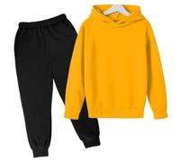BOTCAM e invierno monocolor acolchado sudadera con capucha conjunto conjunto de piezas ropa niña 1 año, amarillo, 13-14 años