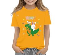 BOTCAM Easter Shirts for Toddler Boy Short Sleeve Tractor Bunny Tshirt for Kids Cotton Tee Tops 2 13 Years High Mädchen Shirt, amarillo, 2-3 años