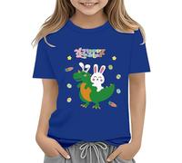 BOTCAM Easter Shirts for Toddler Boy Short Sleeve Tractor Bunny Tshirt for Kids Cotton Tee Tops 2 13 Years High Mädchen Shirt, azul, 6-7 años