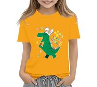 BOTCAM Easter Shirts for Toddler Boy Short Sleeve Tractor Bunny Tshirt for Kids Cotton Tee Tops 2 13 Years Button Blue, amarillo, 8-9 años