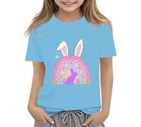 BOTCAM Easter Shirts for Toddler Boy Short Sleeve Tractor Bunny Tshirt for Kids Cotton Tee Tops 2 13 Years Baby Mädchen Shirt Langarm, azul claro, 6-7 años