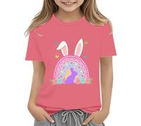 BOTCAM Easter Shirts for Toddler Boy Short Sleeve Tractor Bunny Tshirt for Kids Cotton Tee Tops 2 13 Years Baby Mädchen Shirt Langarm, Rosa intenso., 4-5 años